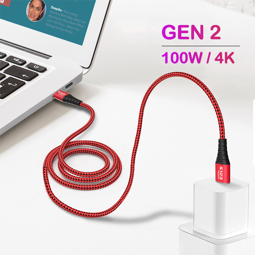 KCC019 USB 3.1 C naar C Gen2 Kabel 10 Gbps met 4K Video en 100W Power Delivery voor MacBook